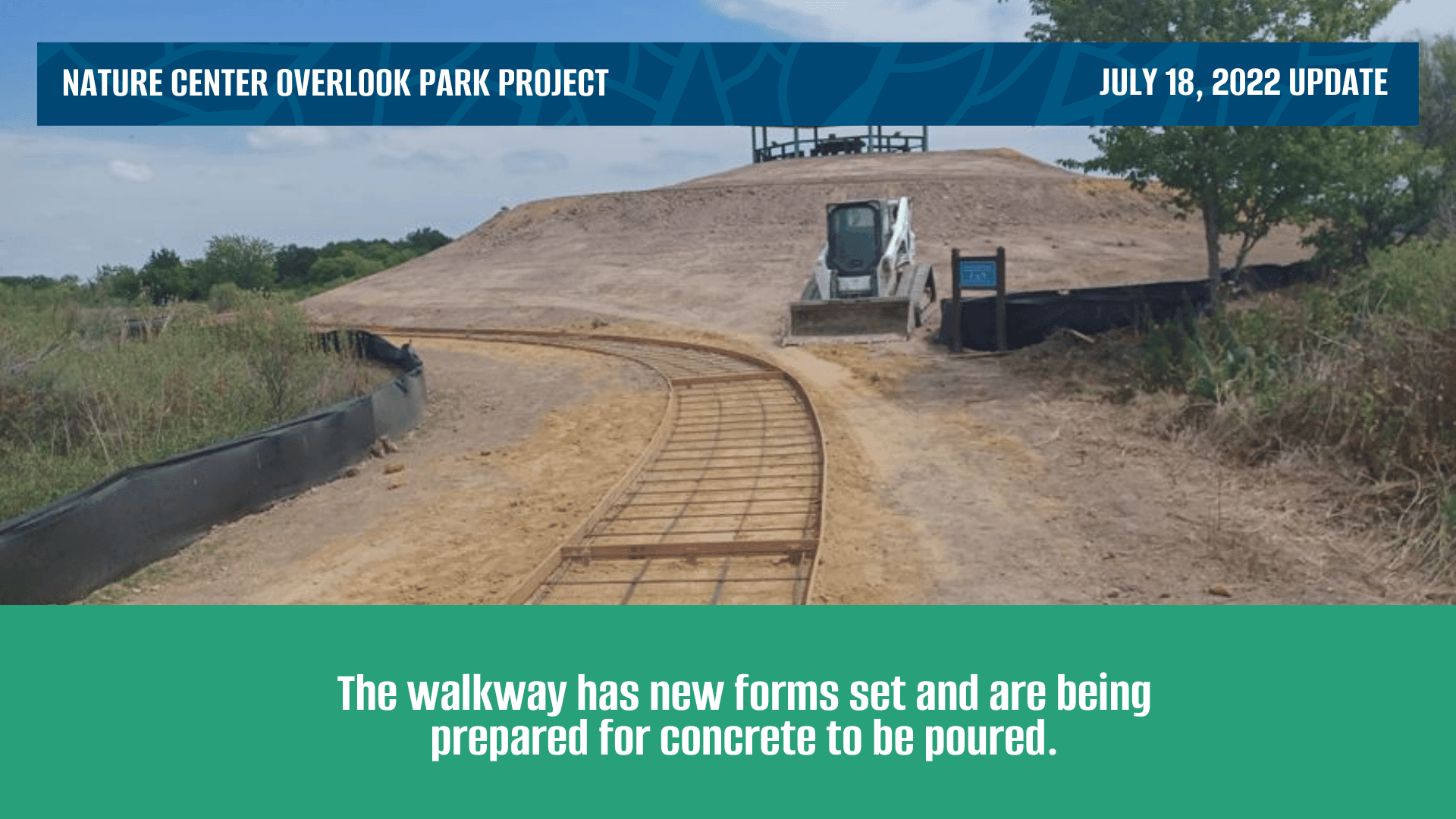 NC Overlook: The walkway has new forms set and are being prepared for concrete to be poured.